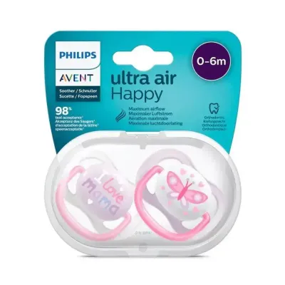 AVENT 2 SUCETTES 0-6 MOIS ULTRA AIR HAPPY