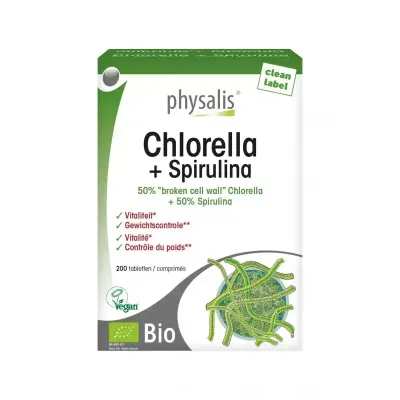 PHYSALIS CHLORELLA + SPIRULINE BIO 200 COMPRIMÉS